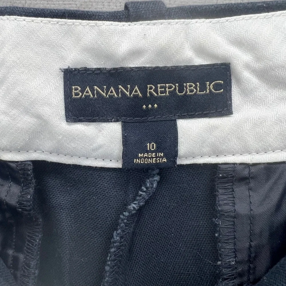 Banana Republic Chino Shorts Womens 10 Navy Blue Cotton Stretch Mid Rise Coastal